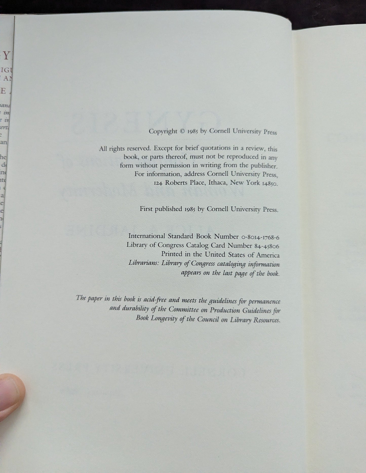 Gynesis: Configurations of Woman and Modernity